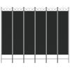 6-Panel Room Divider Black 94.5"x78.7" Fabric - Black