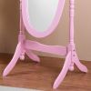 Traditional Queen Anna Style Wood Floor Cheval Mirror, Pink Finish - as Pic