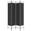 4-Panel Room Divider Black 63"x78.7" Fabric - Black