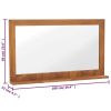 Wall Mirror with Shelf 39.4"x4.7"x23.6" Solid Teak Wood - Brown