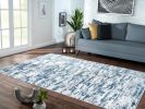 Milano Collection Nautical Navy Blue Woven Area Rug - as Pic