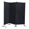 6 Ft Modern Room Divider, 3-Panel Folding Privacy Screen w/ Metal Standing, Portable Wall Partition XH - black