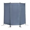 6 Ft Modern Room Divider, 3-Panel Folding Privacy Screen w/ Metal Standing, Portable Wall Partition XH - gray