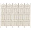 Hand carved 5-Panel Room Divider White 78.7"x65" Solid Mango Wood - White