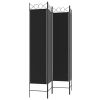 4-Panel Room Divider Black 63"x78.7" Fabric - Black