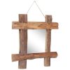 Log Mirror Natural 19.7"x19.7" Solid Reclaimed Wood - Brown