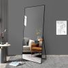 Floor Mirror Full Length Mirror Ultra Thin Aluminum Alloy Frame Modern Style Standing/Hanging Mirror Wall Mounted Mirror - as Pic