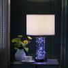 21.25" In Cynx Led Night Light Mid-Century Glass Black Chrome Table Lamp - as Pic