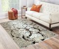 Penina Luxury Area Rug in Beige and Gray with Bronze Circles Abstract Design - as Pic