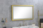 42 in. W x24 in. H Oversized Rectangular Gold Framed LED Mirror Anti-Fog Dimmable Wall Mount Bathroom Vanity Mirror - Gold