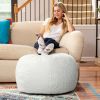 Jaxx Ellis Ottoman Shearling Faux-Lamb Plush Pouf for Modern Interior Design, Large, Cloud - Cloud - Faux-Sheep