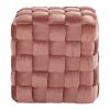 Square Braided 16" Ottoman in Blush Pink Velvet by LumiSource - as Pic