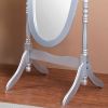 Traditional Queen Anna Style Wood Floor Cheval Mirror, Silver Finish - as Pic