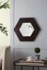 18.5" x 18.5" Hexagon Mirror with Solid Wood Frame, Wall Decor for Living Room Bathroom Hallway, Dark Brown - as Pic