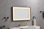 36*24 LED Lighted Bathroom Wall Mounted Mirror with High Lumen+Anti-Fog Separately Control - Matte Black