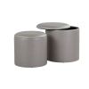 Maverick Contemporary Nesting Ottoman Set in Silver Faux Leather with Textured Accent by LumiSource - as Pic