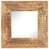 Hand-Carved Mirror 19.7"x19.7"x4.3" Solid Mango Wood - Brown