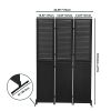 3 Panel Room Divider 6Ft Wood Folding Privacy Screen Black Room Separator Free Standing Wall Dividers (Black) - as Pic