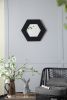 18.5" x 18.5" Hexagon Mirror with Solid Wood Frame, Wall Decor for Living Room Bathroom Hallway, Black - as Pic