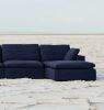 Modern 17" Luxe Size Ottoman, Premium Fabric Upholstered 1-Pc Living Room Cube Ottoman with Plush Seat Cushion, Navy - as Pic