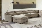 Living Room Ottoman, Soft Linen Fabric Upholstered Ottoman 1-Pc with Thick Padded Cushion, Biege - as Pic