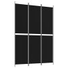 3-Panel Room Divider Black 59.1"x86.6" Fabric - Black