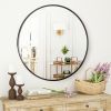 24" Wall Mirror Bathroom Mirror Wall Mounted Round Mirror; Black - Black - Glass