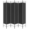 6-Panel Room Divider Black 94.5"x78.7" Fabric - Black