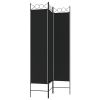 3-Panel Room Divider Black 47.2"x78.7" Fabric - Black