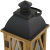 DecMode 2 Holder Brown Wood Lighthouse Style Decorative Candle Lantern, Set of 2 - DecMode