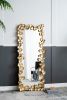 61" x 31" Full Length Mirror with Golden Leaf Accents, Floor Miiror for Living Room Bedroom - as Pic