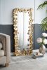 61" x 31" Full Length Mirror with Golden Leaf Accents, Floor Miiror for Living Room Bedroom - as Pic