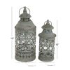 DecMode 2 Holder Black Metal Decorative Candle Lantern with Intricate Scroll Work, Set of 2 - DecMode