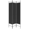 3-Panel Room Divider Black 47.2"x78.7" Fabric - Black