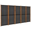 5-Panel Room Divider Black 137.8"x70.9" - Black