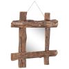 Log Mirror Natural 19.7"x19.7" Solid Reclaimed Wood - Brown