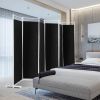 6 Feet 6-Panel Room Divider with Steel Support Base - black