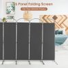 6 Feet 6-Panels Freestanding Folding Privacy Screen - Gray