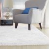 Fluffy Bedroom Rug 4' x 2.6' Anti-Skid Shaggy Area Rug Decorative Floor Carpet Mat  - Ivory