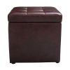 16 Inch Ottoman Pouffe Storage Box Lounge Seat Footstools - brown