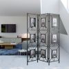 47x71" Room Photo Frames Screen Divider Screens, 3 Panel Decorative Screen with Photo Frames, Antique Mirror, Candle Stick - as Pic