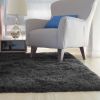 Fluffy Bedroom Rug 4' x 2.6' Anti-Skid Shaggy Area Rug Decorative Floor Carpet Mat  - Black