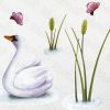 Lazy Swan - Hemu Wall Decals Stickers Appliques Home Decor 12.6 BY 23.6 Inches - HEMU-TC-1017