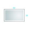 60*36 LED Lighted Bathroom Wall Mounted Mirror with High Lumen+Anti-Fog Separately Control - as Pic