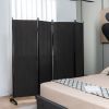 4-Panel Folding Room Divider Privacy Screen with Lockable Wheels - Black