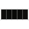 5-Panel Room Divider Black 170.5"x70.9" Fabric - Black