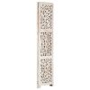 Hand carved 3-Panel Room Divider White 47.2"x65" Solid Mango Wood - White