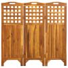 3-Panel Room Divider 47.6"x0.8"x47.2" Solid Acacia Wood - Brown