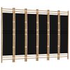 Folding 6-Panel Room Divider 94.5" Bamboo and Canvas - Black