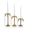 DecMode 3 Candle Gold Aluminum Candle Holder, Set of 3 - DecMode